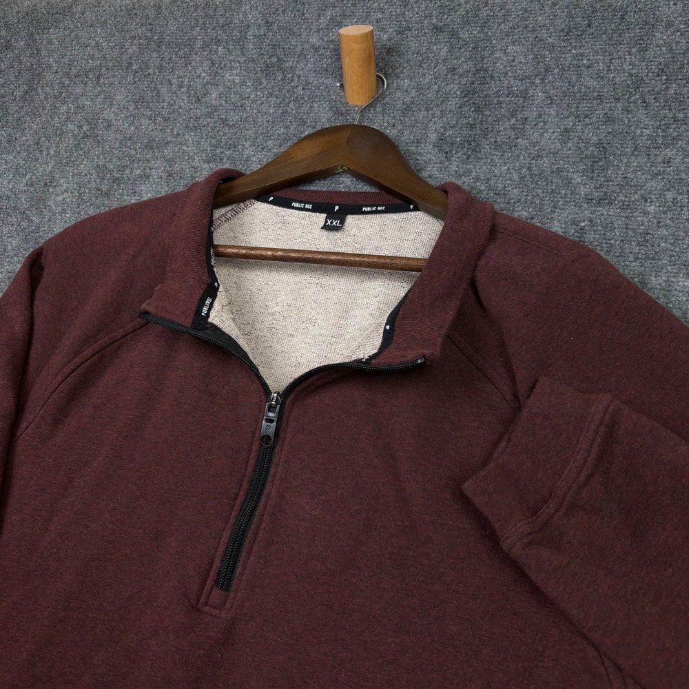Public Rec Quarter Zip Pullover Mens XXL Burgundy Heather Raglan Sweatshirt